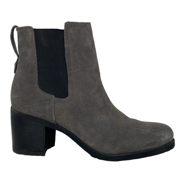 Sam Edelman Boots Women's 10 Grey Suede Leather Ankle Booties Block Heel Shoes - Picture 8 of 14